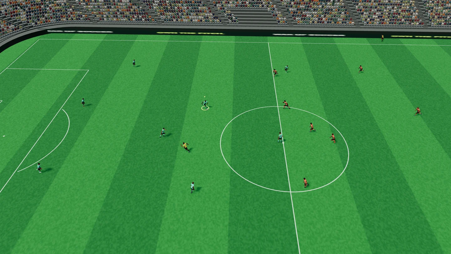 A full 11-a-side match seen from the broadcast camera
