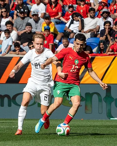 Andreas Schjelderup — Andreas Schjelderup Zakaria El Ouahdi during Morocco v Norway 7 June 2026